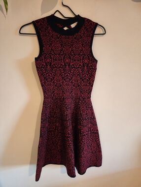 Rewind Red and Black Sleeveless Knit Fit & Flare Dress with Back Cutout – Size S